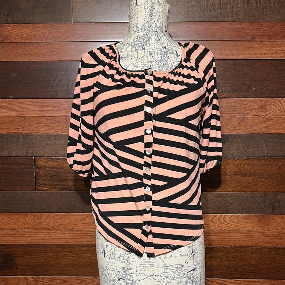 Rue21 Geometric Pink and Black Blouse